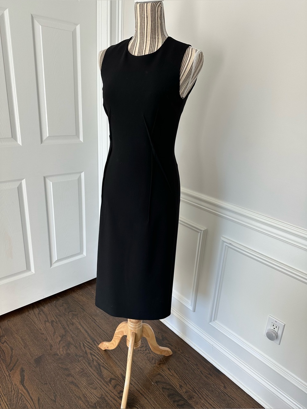 Michael Kors Collection Black Virgin Wool Sheath Dress Made In Italy Size 4
